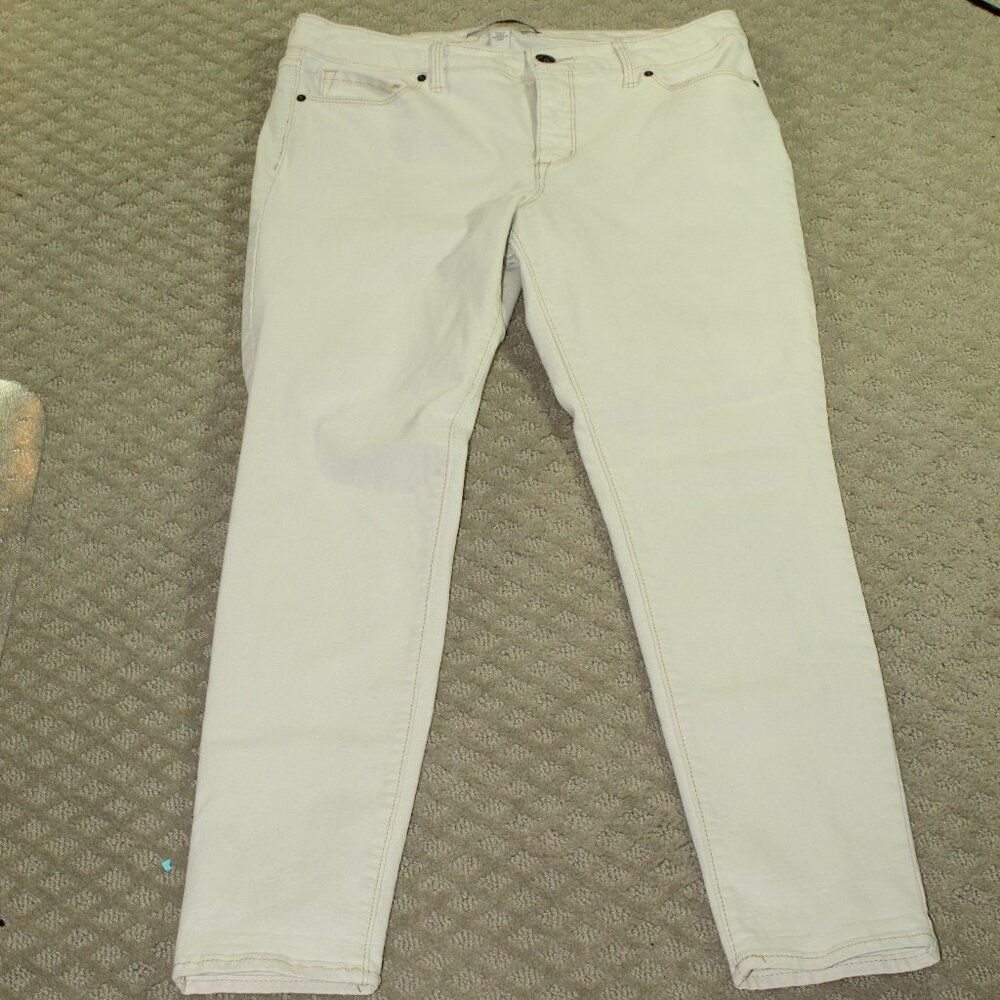 Vintage America Women's 10 Wonderland Skinny Cream Tan Stitching Jeans